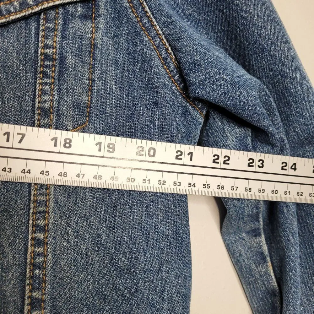 Old Navy men's sherpa lined denim button front trucker jacket size small